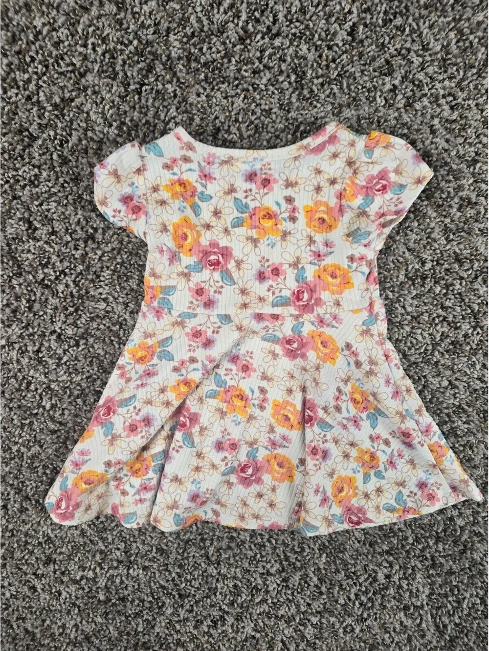 Young Hearts Baby Girls Sz 12M Dress and Cardigan Set Pink Orange Floral